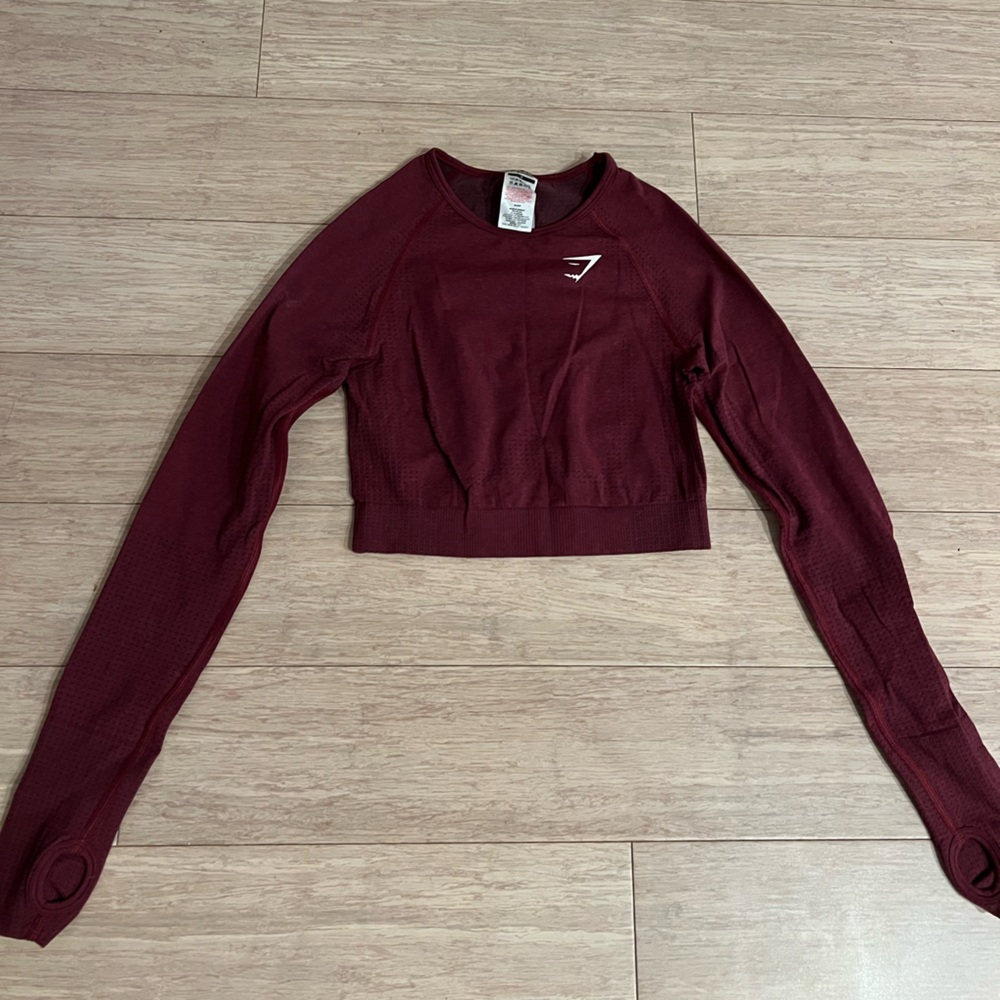 Gymshark Burgundy Long Sleeve Crop Top